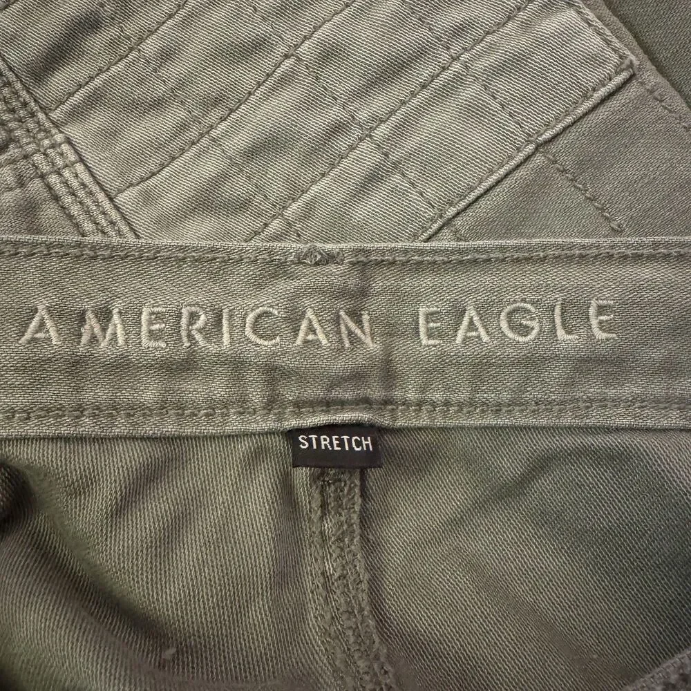American Eagle Carpenter Patchwork‎ Stretch Utility Pants Womens Size 0 Green
